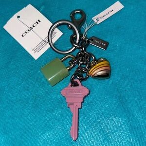 NWT Coach Green and Pink Key Holder keychain